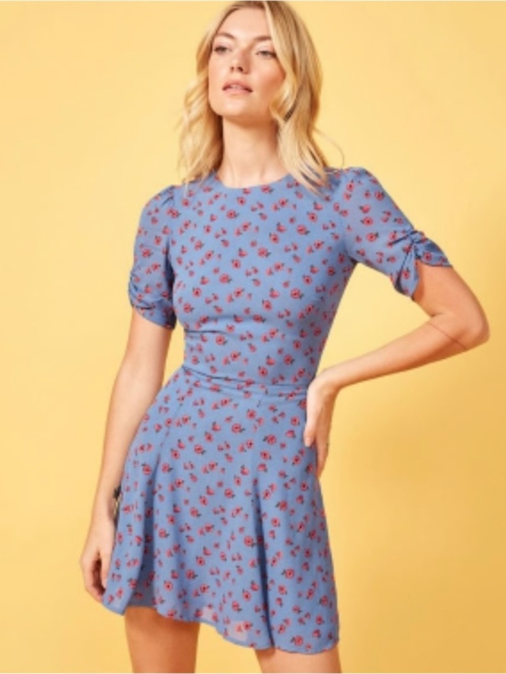 Reformation Gracie Blue Floral Mini Dress Size 4
